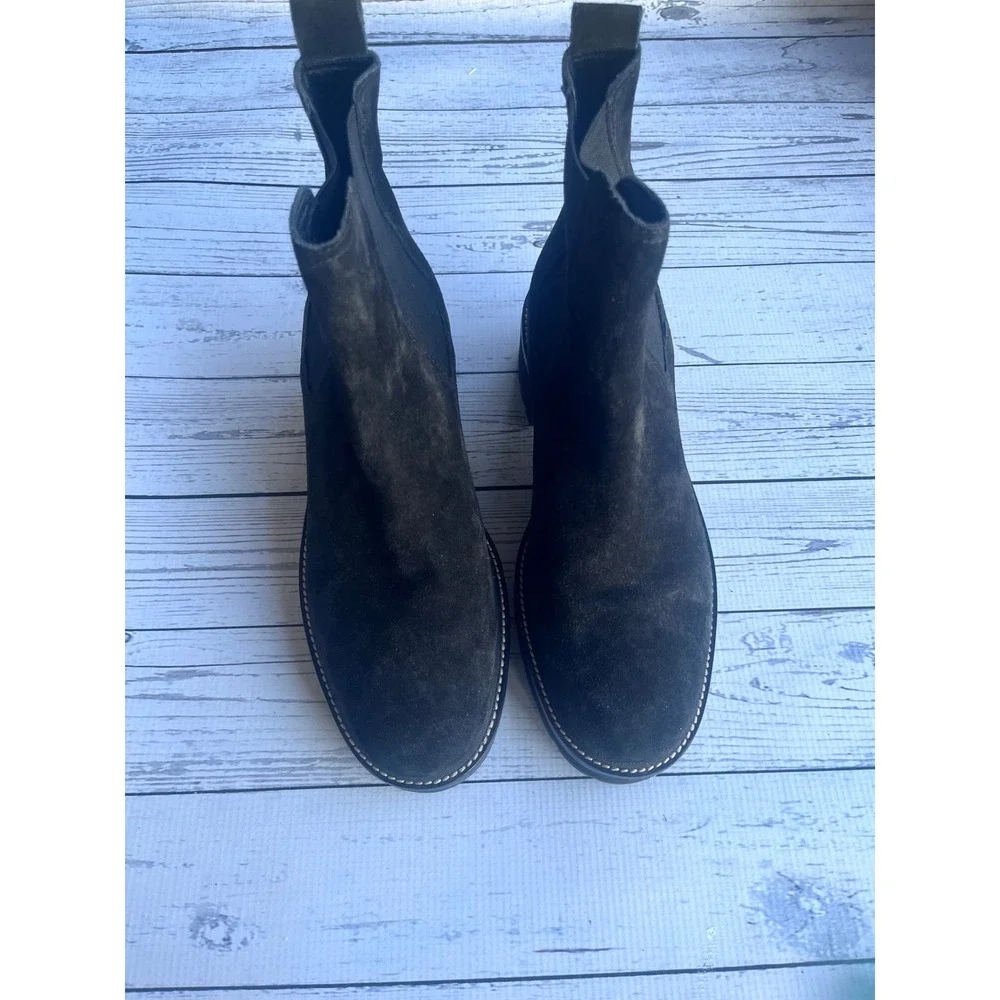 TORY BURCH Black Suede‎ Leather Chelsea Luxury Designer Boots Chunky Lug Sole 9M